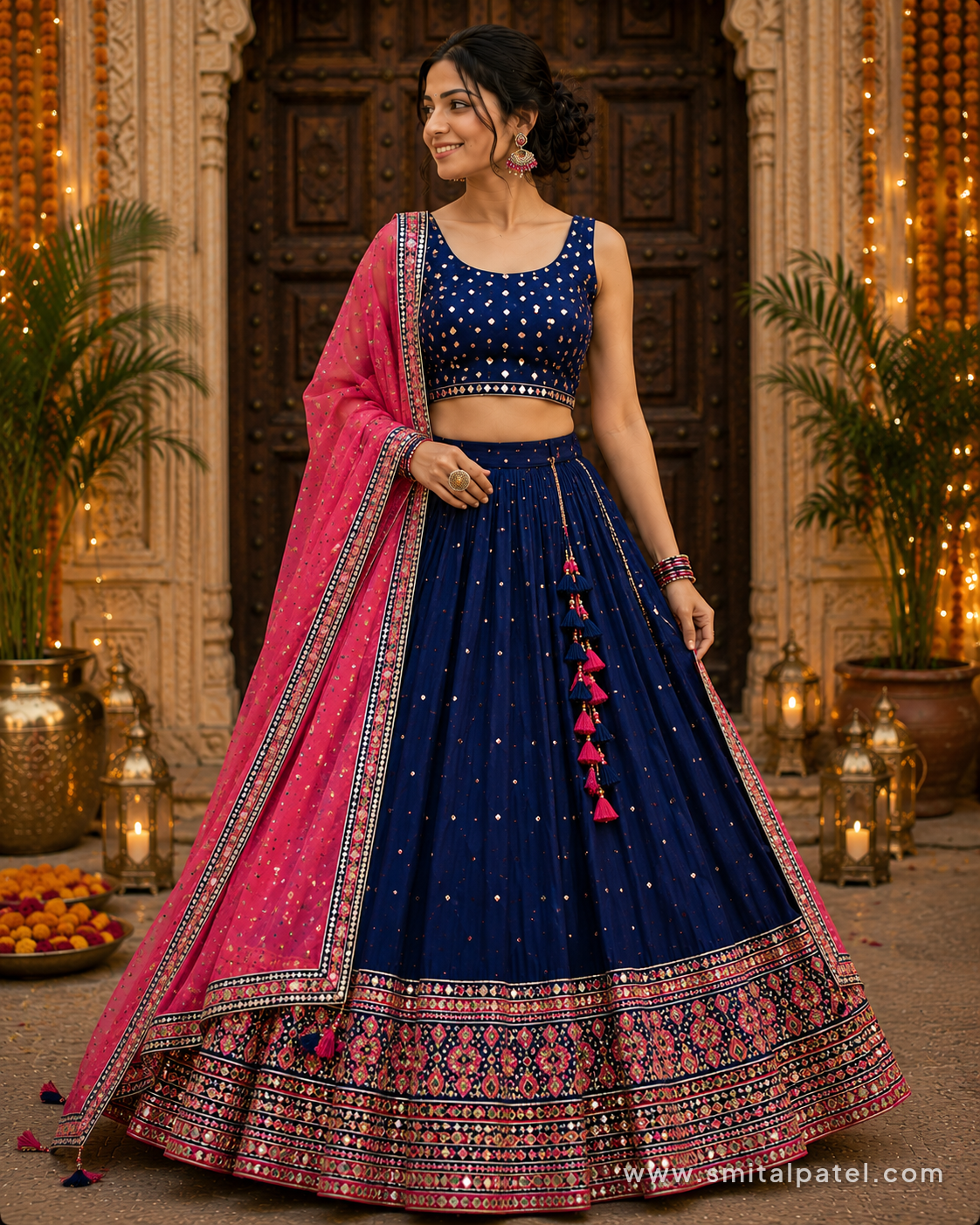 Navy Blue & Rani Pink Navratri Special